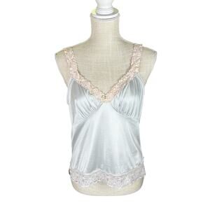 Vintage L’eggs Satin Camisole Lace Trim Babydoll Women's 36 Coquette Fairy USA